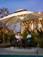 Ô dù lệch tâm vuông nâng hạ cao cấp 3m hợp kim nhôm có đèn led